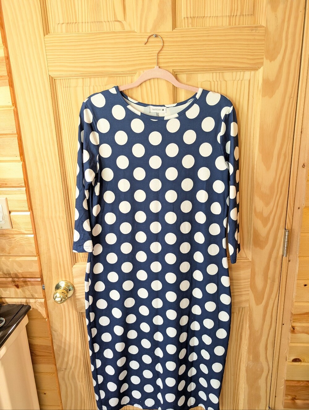Womens Nuggles M Polka Dot Shift Dress - Navy & White